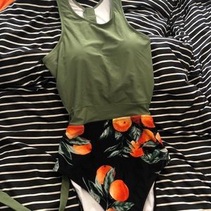 Racer back one piece swimsuit